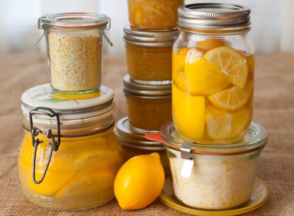 Jars of lemons and other ingredients.