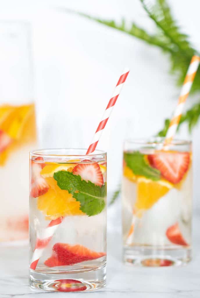 Orange, Strawberry, + Mint Infused Water