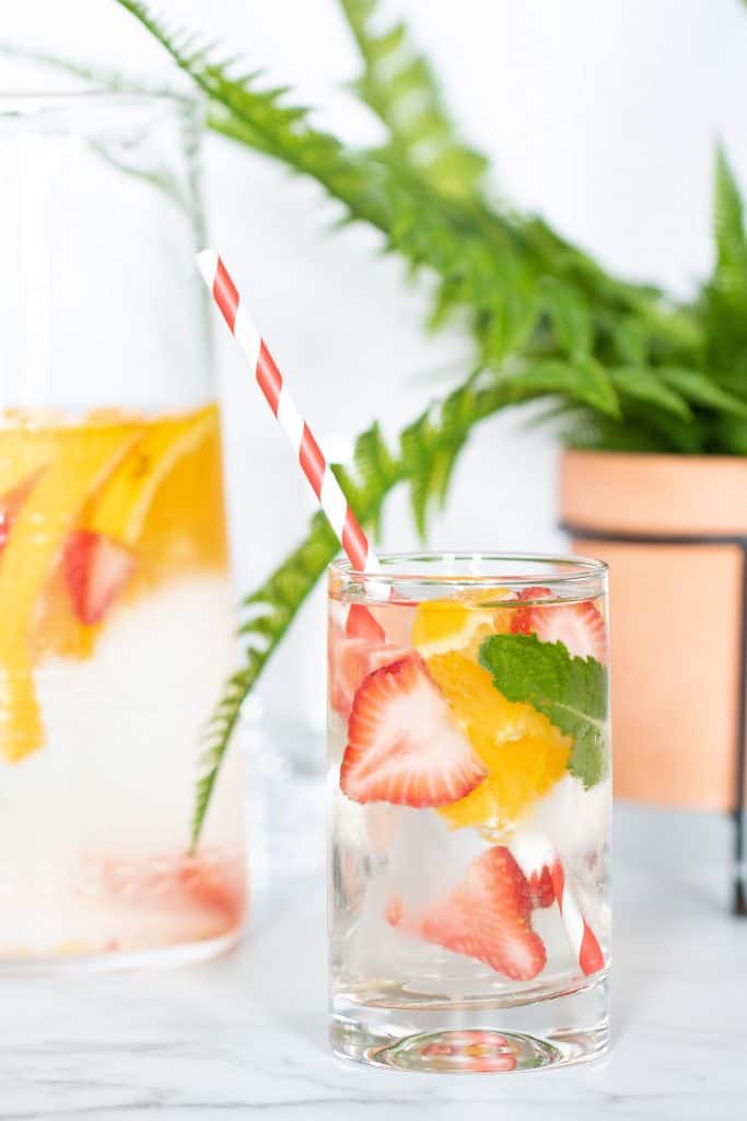 Orange, Strawberry, + Mint Infused Water