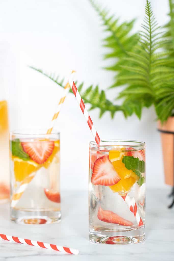 Orange, Strawberry, + Mint Infused Water