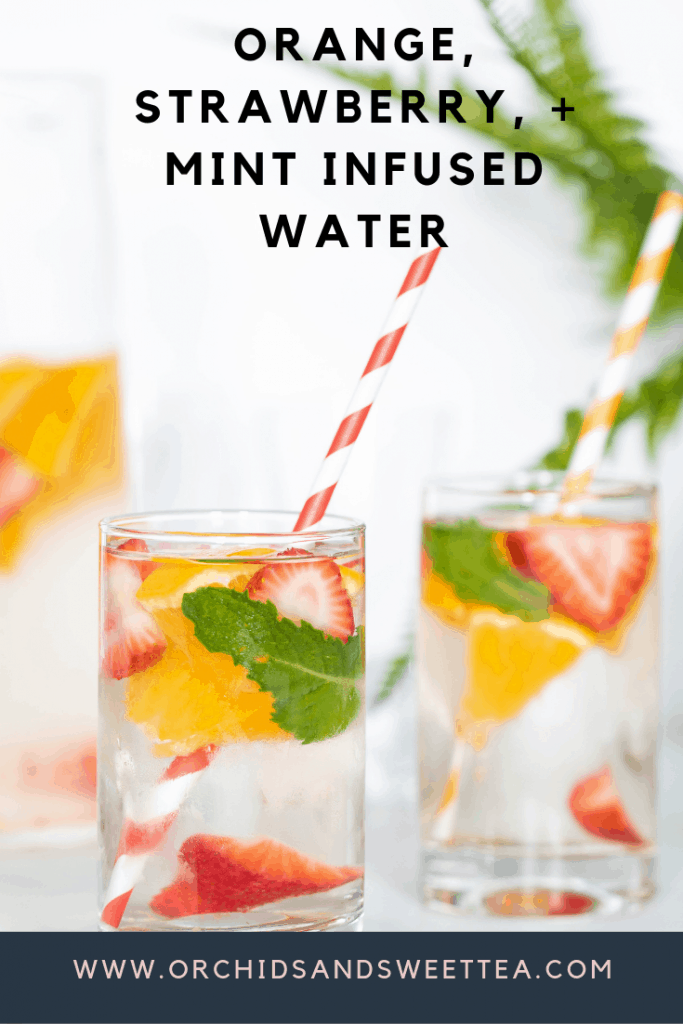Orange, Strawberry, + Mint Infused Water