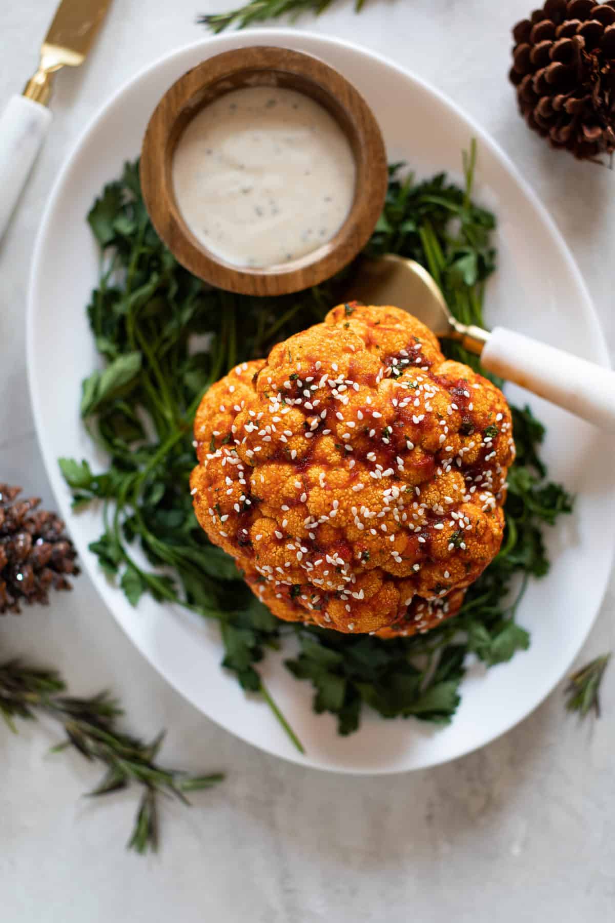 Sticky Teriyaki + Maple Whole Roasted Cauliflower