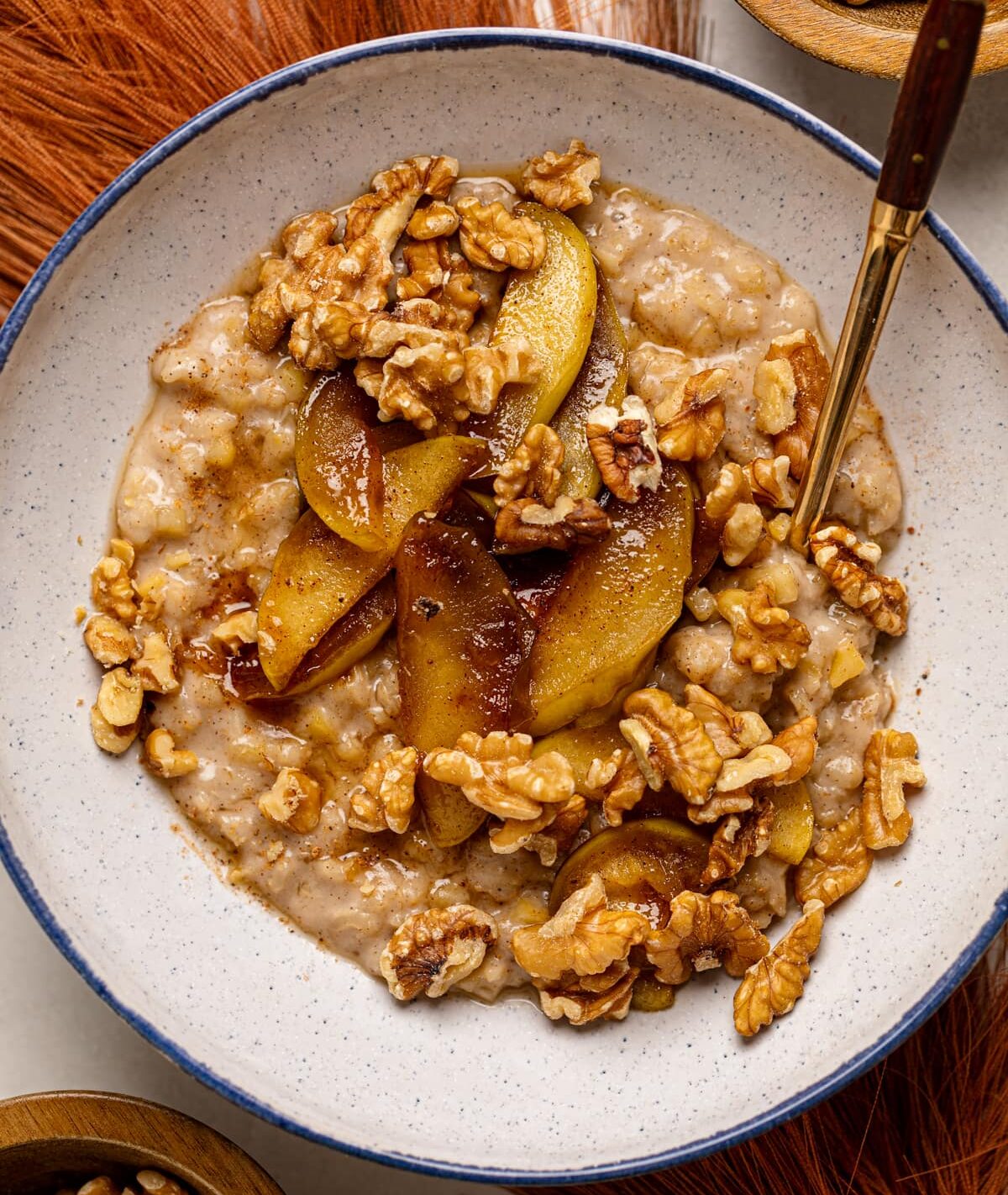 Bowl of Apple Cinnamon Oatmeal Porridge