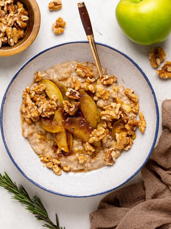 Bowl of Apple Cinnamon Oatmeal Porridge