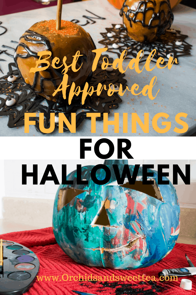 Collage with text: \"Best Toddler Approved Fun Things for Halloween.\"