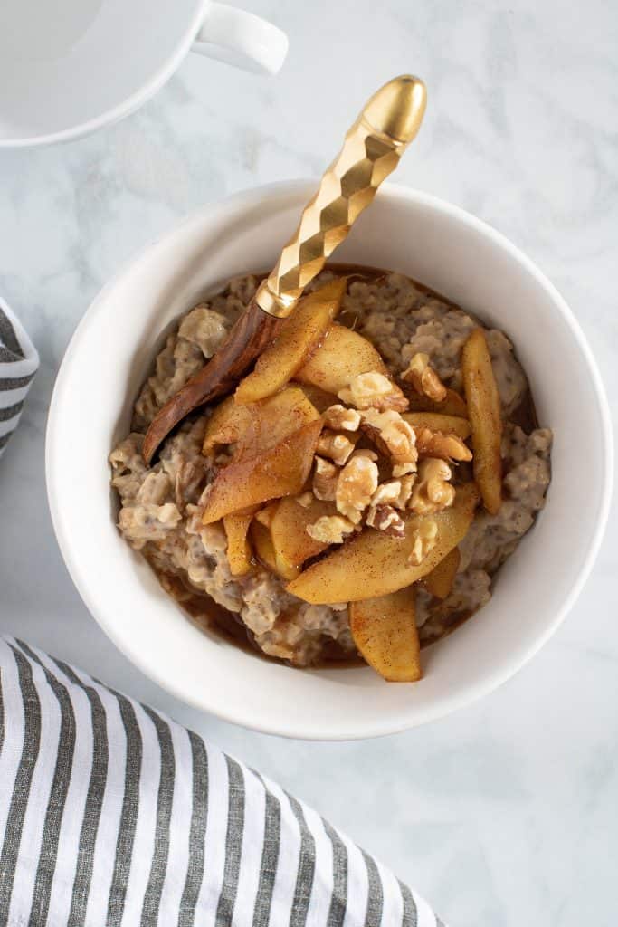 Cinnamon Chia Oatmeal with Caramelized Apple