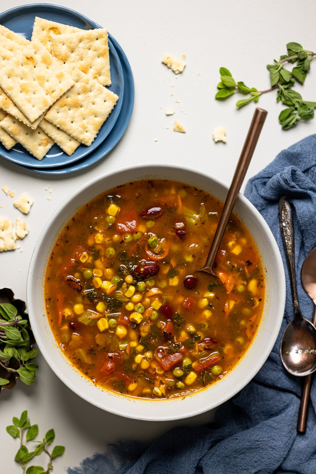 Closeup of Loaded Vegan Veggie Soup