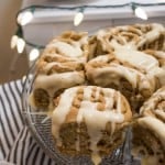 Gingerbread Cinnamon Rolls + Maple Cream Cheese Frosting