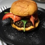 Lobster Sweet Potato Black Bean Burger + Vegan Sauce