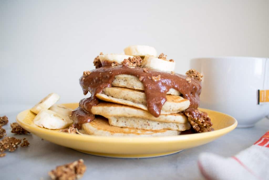 Vegan Banana Pancakes w/ Peanut Butter Sauce