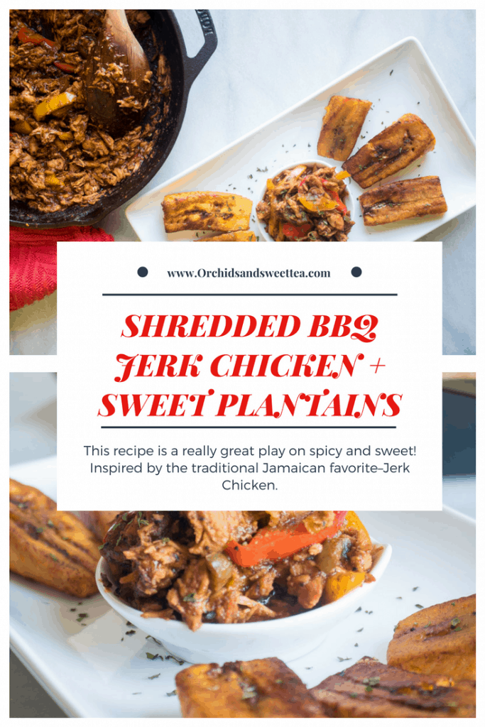 Shredded BBQ Jerk Chicken + Sweet Plantains