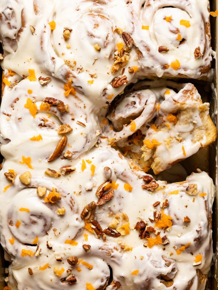 Closeup of Southern-Style Carrot Cake Cinnamon Rolls