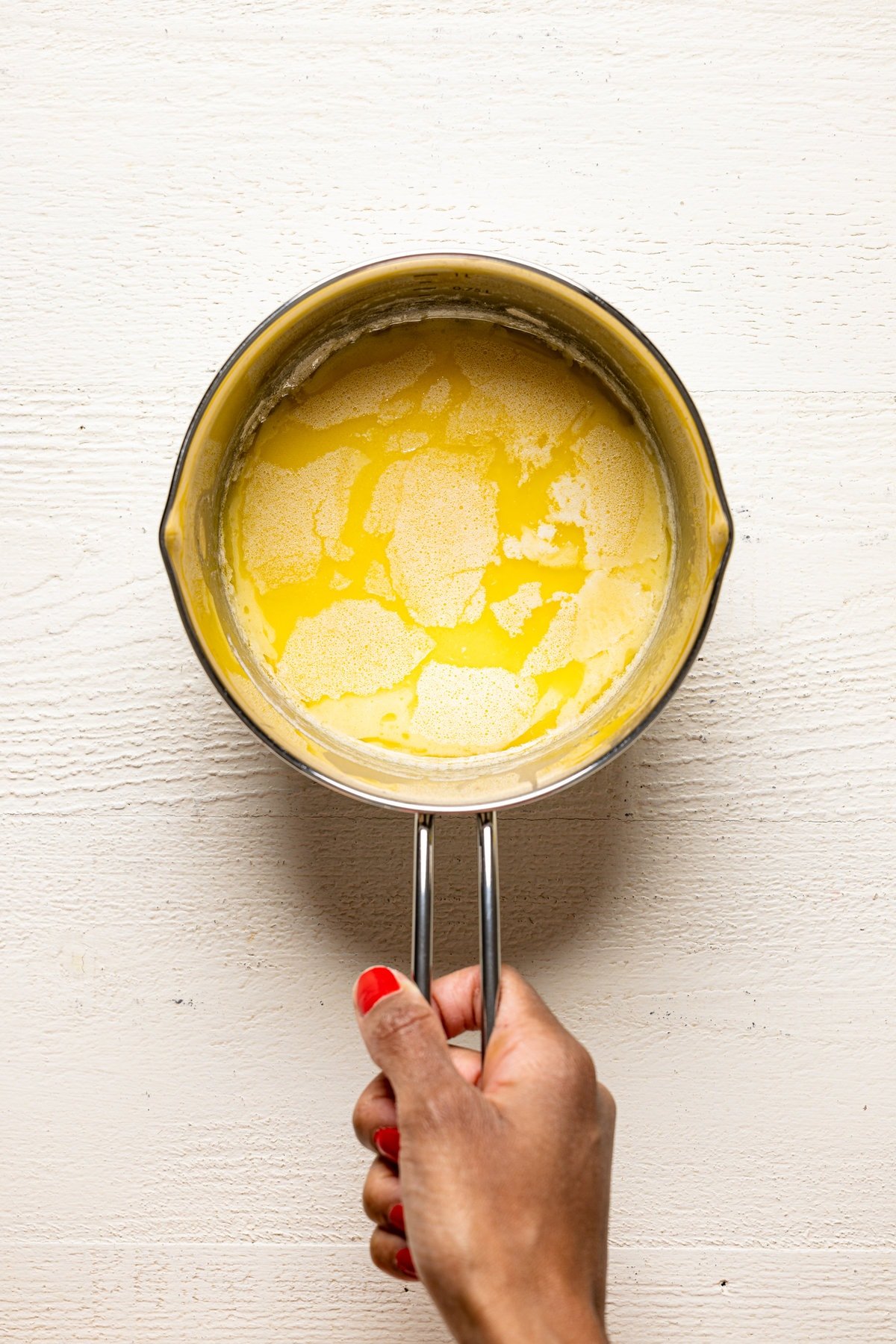 Melted butter in a pan