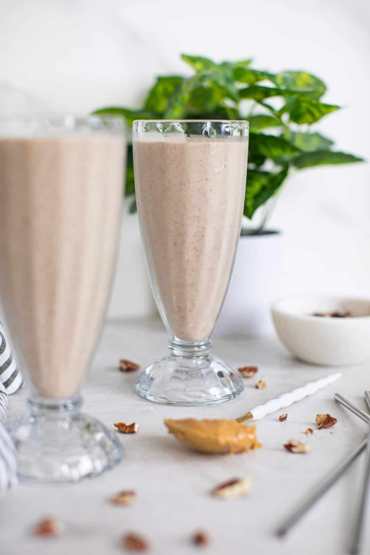 Vegan Peanut Butter + Pecan Milkshake