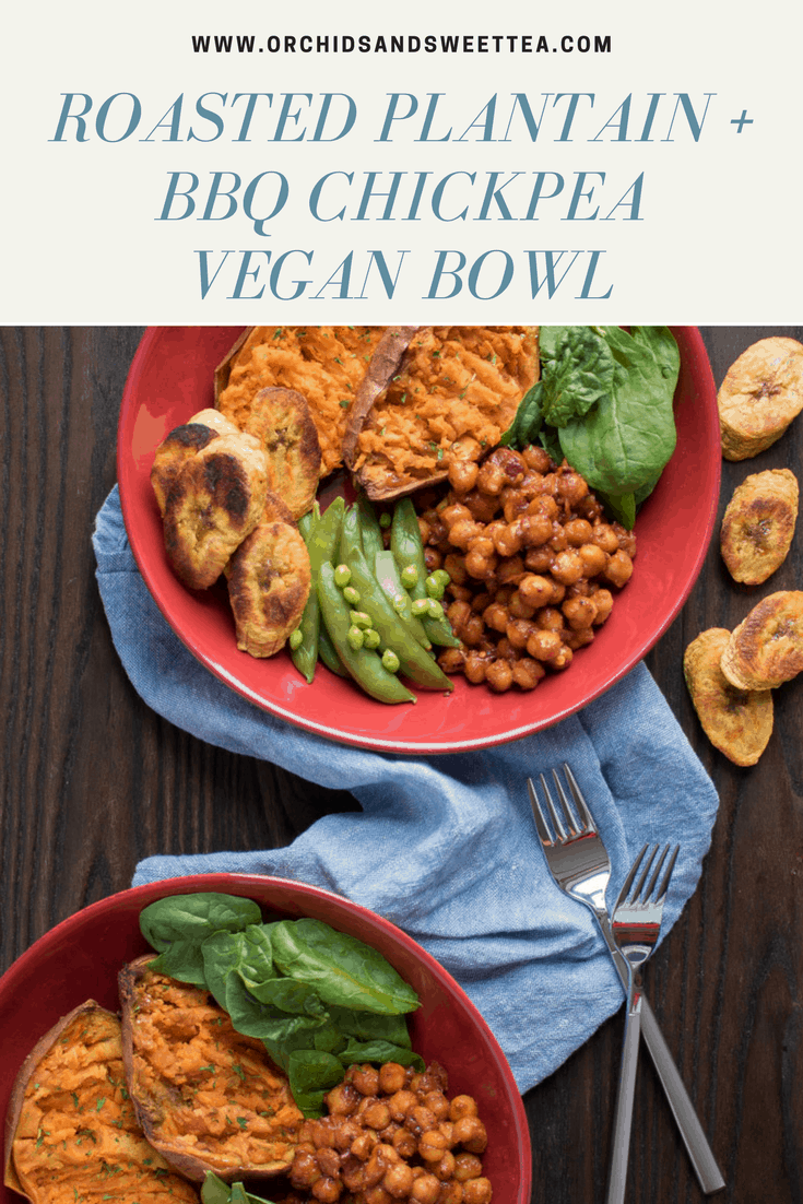 Roasted Plantain + BBQ Chickpea Vegan Bowl