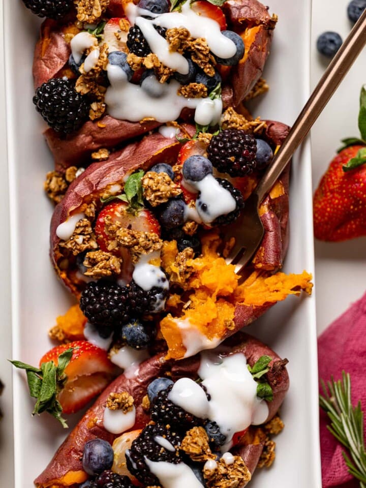 Closeup of Sweet Potato Berry Breakfast Boats