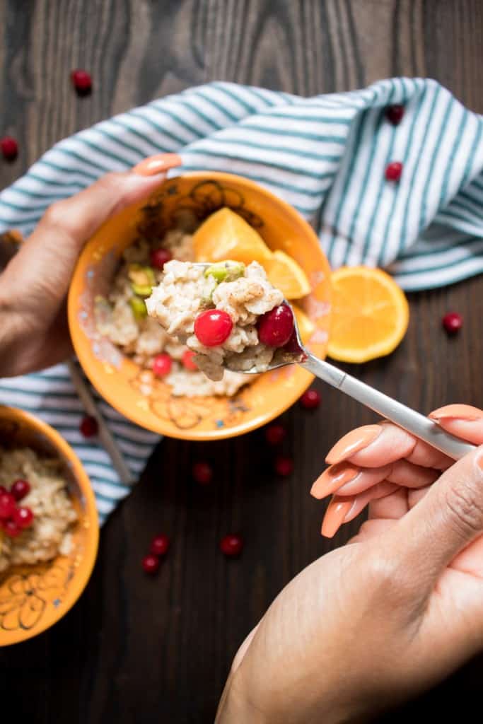 Healthy Cranberry Orange Oats with Pistachios