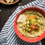 Avocado Hummus with Peppers + Pine Nuts