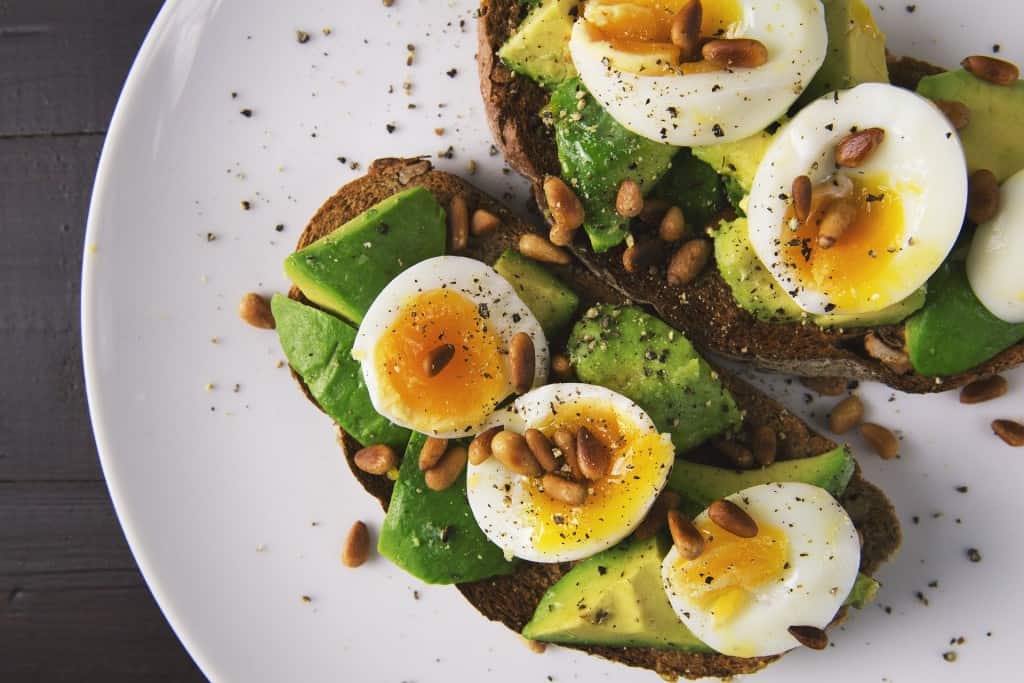 Avocados and eggs on toast.