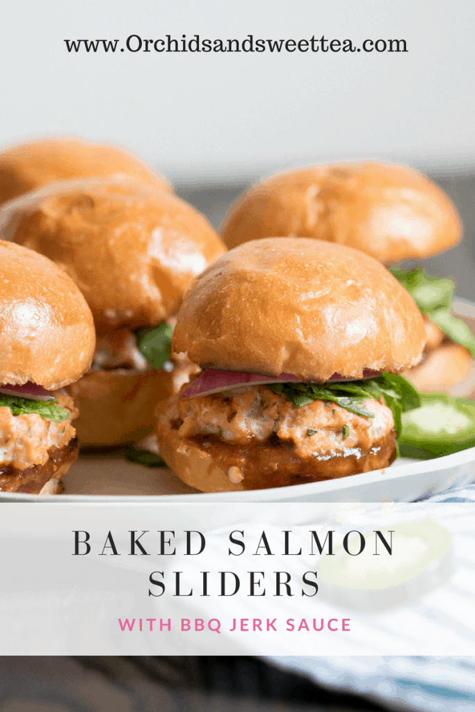 Baked Salmon Sliders with BBQ Jerk Sauce