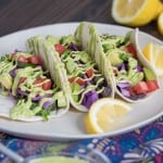 Vegan Black Bean Tacos with Avocado Basil Mango Sauce