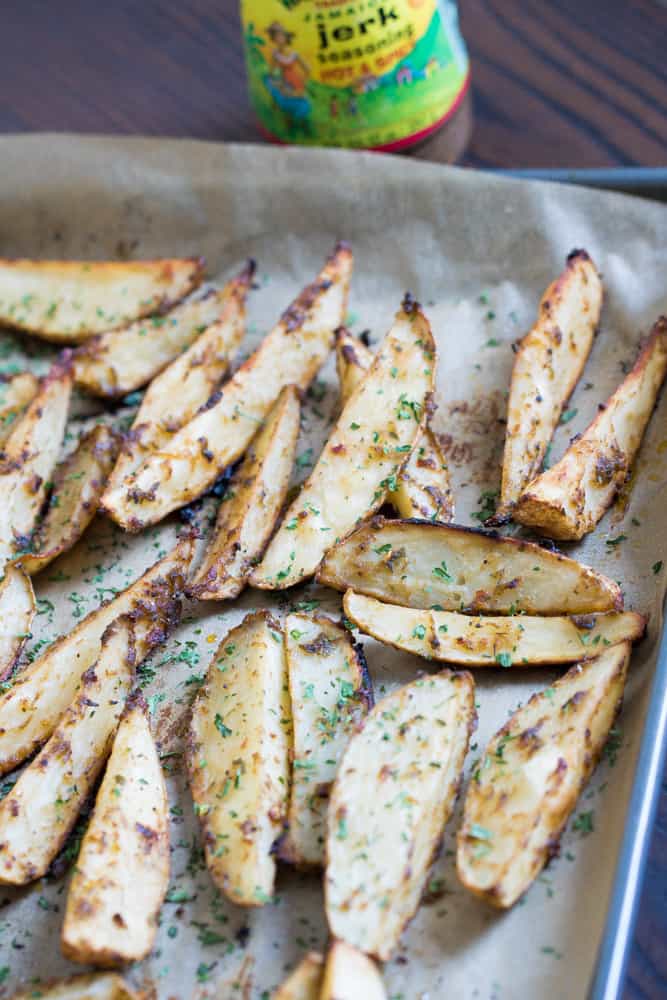 Crispy Baked Jerk Potato Wedges