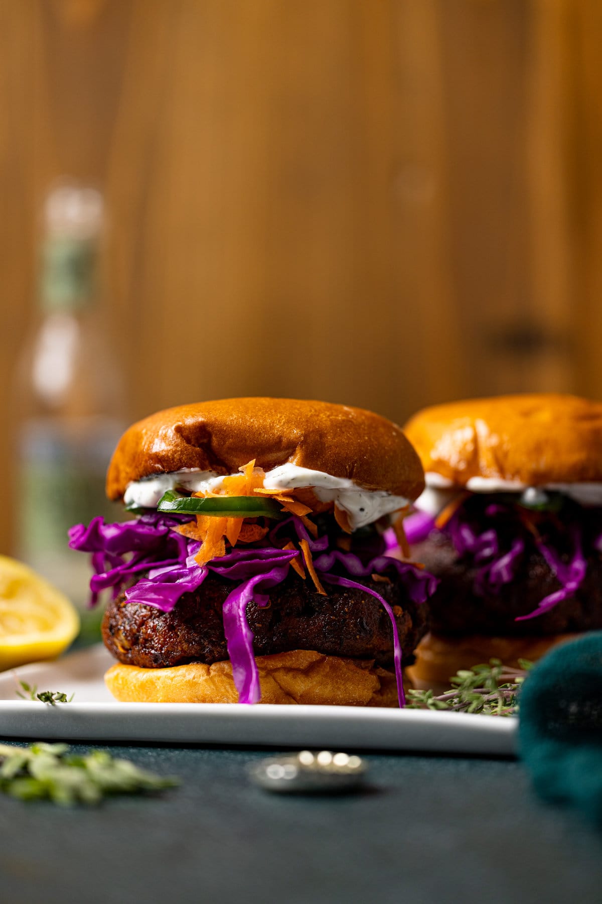 Two BBQ Jerk Salmon Burgers