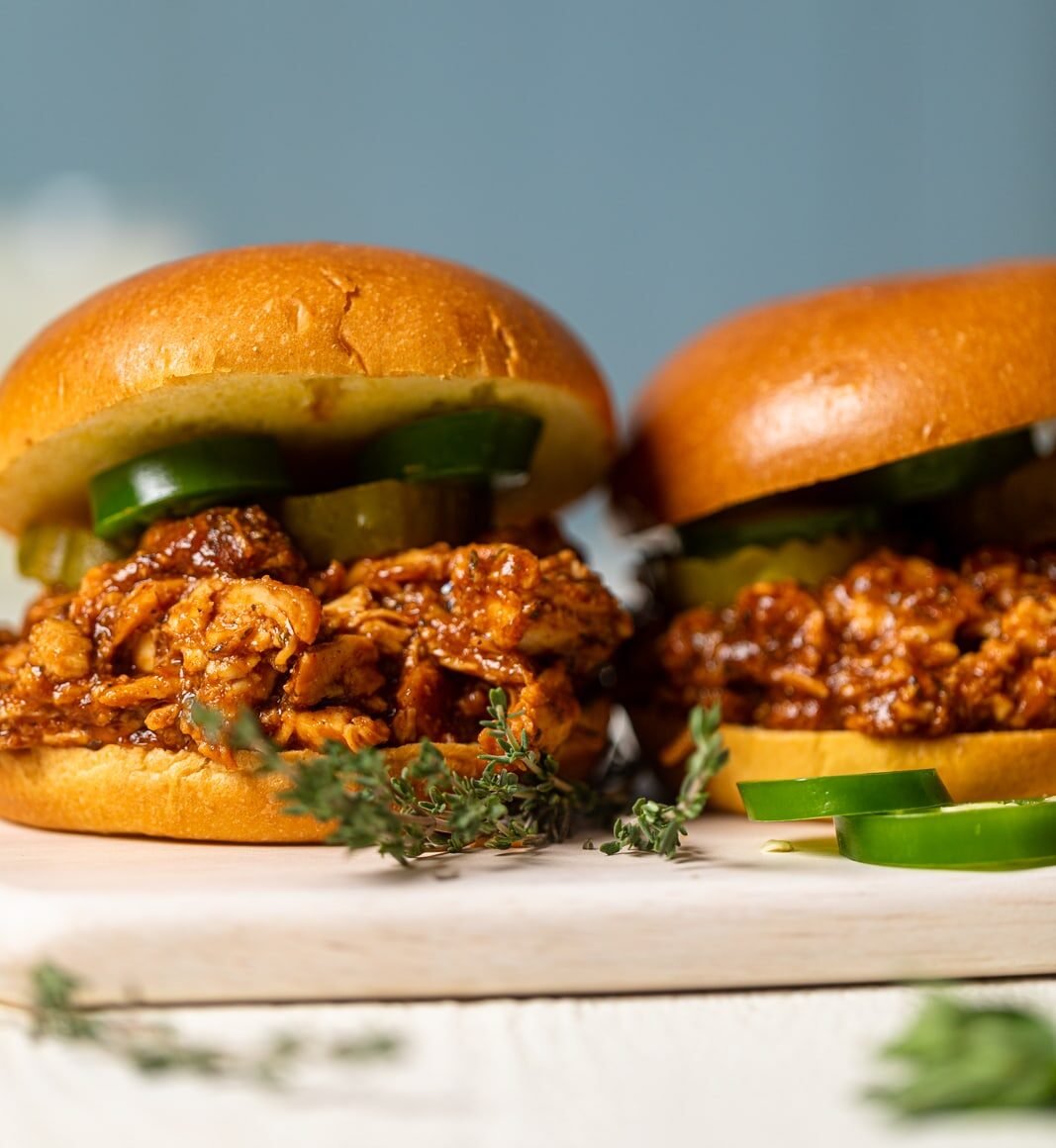 Two barbeque Pulled Chicken Sandwichs