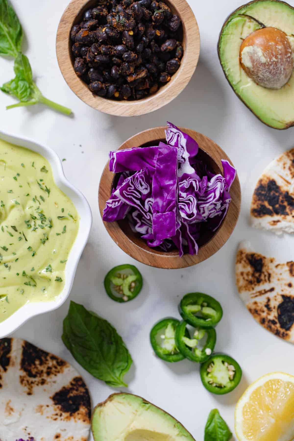 Black Bean Tacos + Avocado Basil Mango Sauce