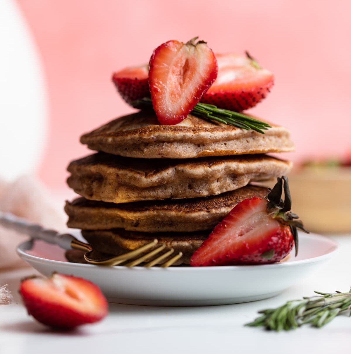Perfect Whole Wheat Strawberry Pancakes