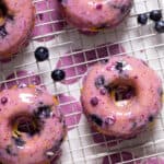 Healthy Blueberry Vegan Donuts with Blueberry Glaze