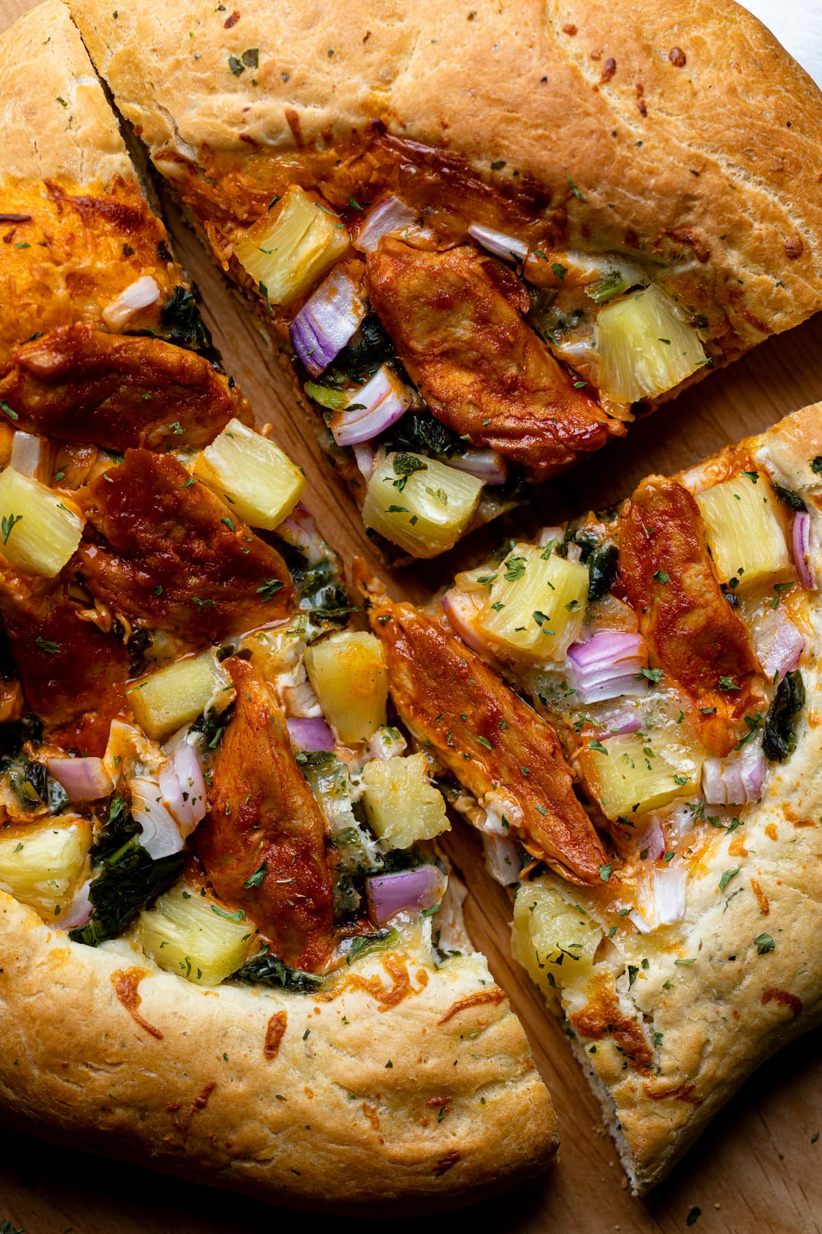 Plant-based Hawaiian Buffalo 'Chicken' Pizza 
