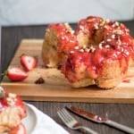 Gooey Banana Monkey Bread with Strawberry Sauce