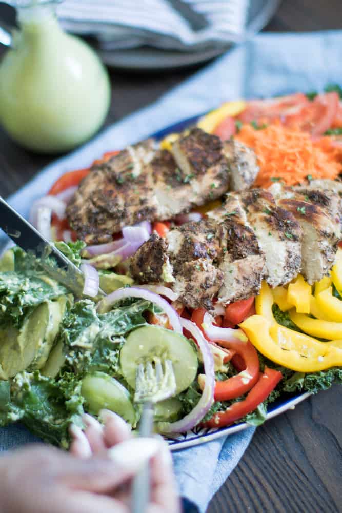 Oven Baked Jamaican Jerk Chicken Salad