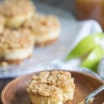 Mini Salted Caramel Apple Streusel Cheesecake Bites