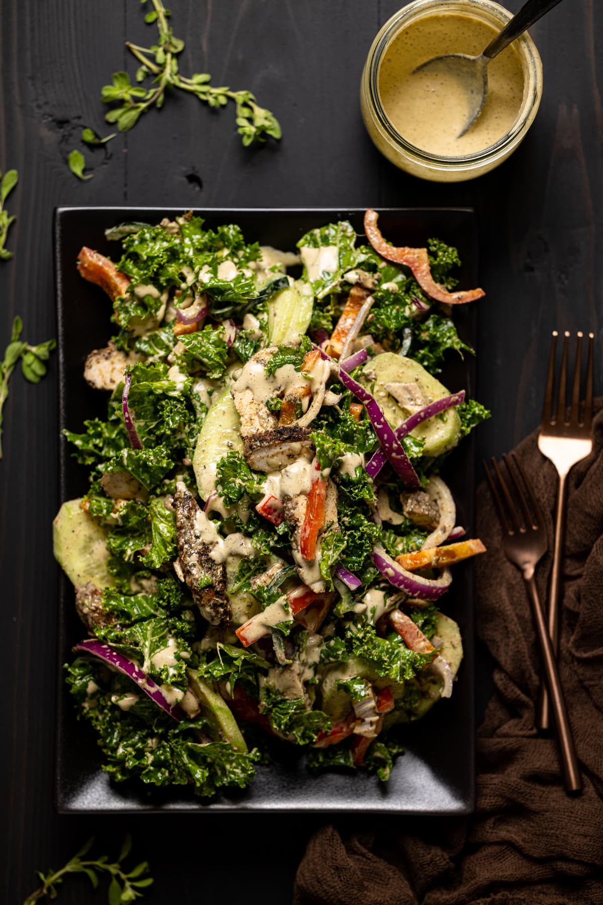 Plate of Baked Jamaican Jerk Chicken Salad