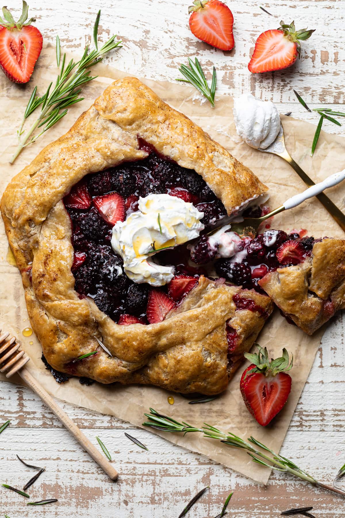 Partially-sliced Vegan Berry Galette.