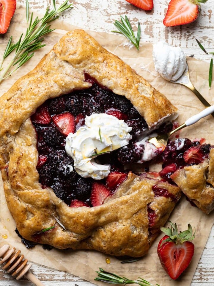 Vegan Berry Galette with a slice pulled out