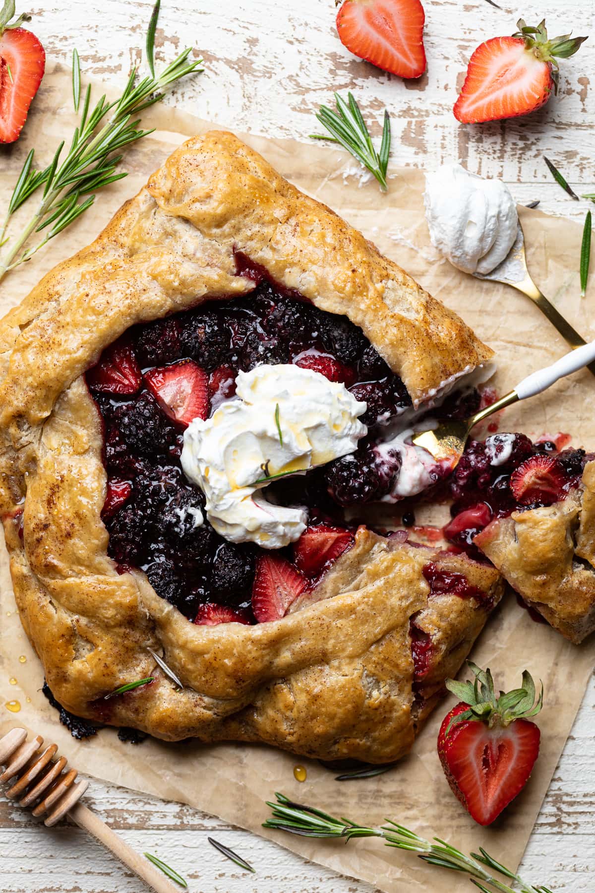 Vegan Berry Galette with a slice pulled out