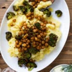 Vegan Chickpeas and Broccoli Mashed Potatoes on a plate.