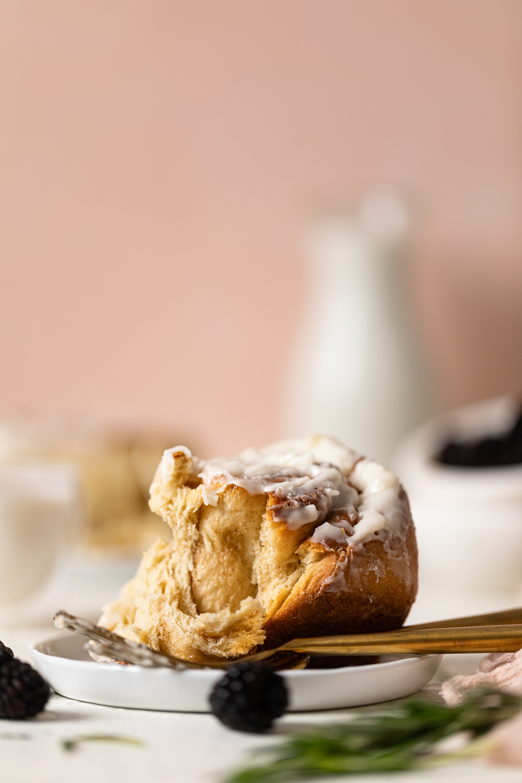 Cinnamon Rolls on a plate with a fork.