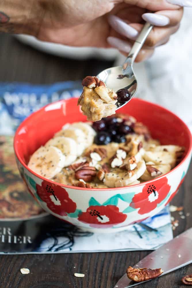 Breakfast Peanut Butter Banana Chia Seeds Oats