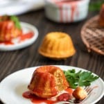 Peach Mini Bundt Cakes with Strawberry Drizzle