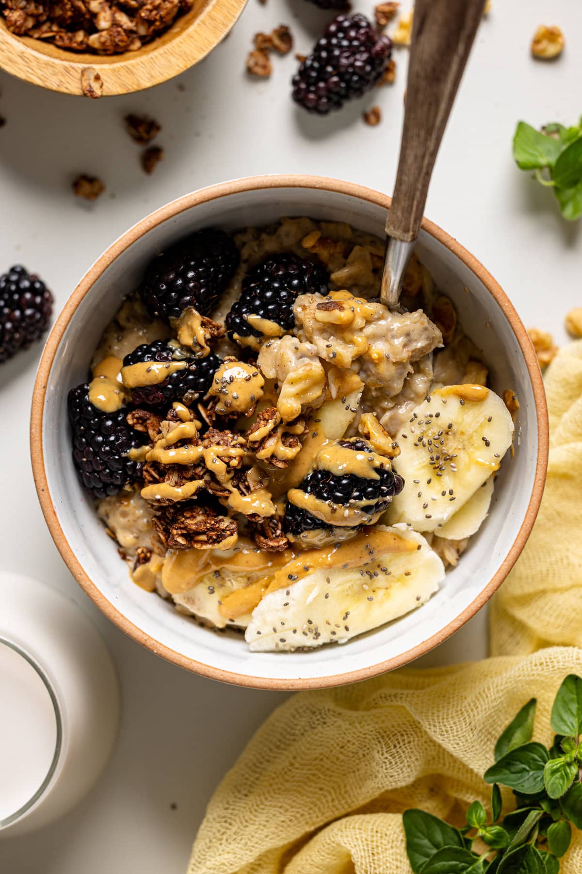 Bowl of Protein Peanut Butter Banana Chia Oatmeal