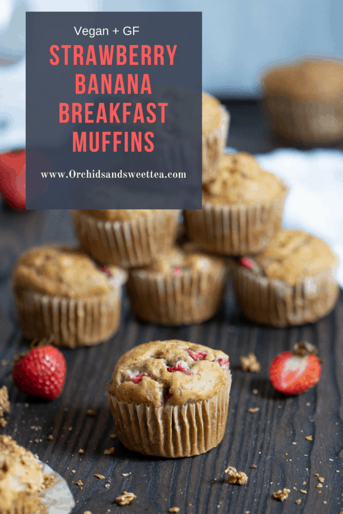 Vegan + Gluten-Free Strawberry Banana Breakfast Muffins