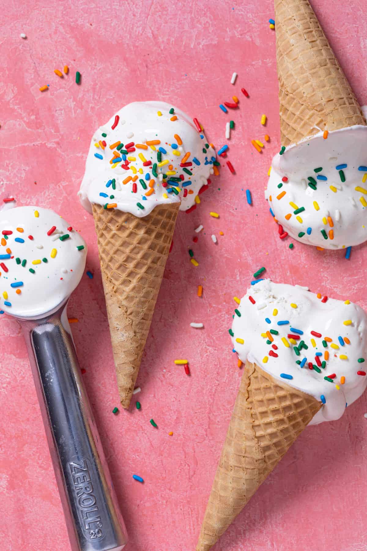No-Churn Vanilla Ice Cream + Rainbow Sprinkles