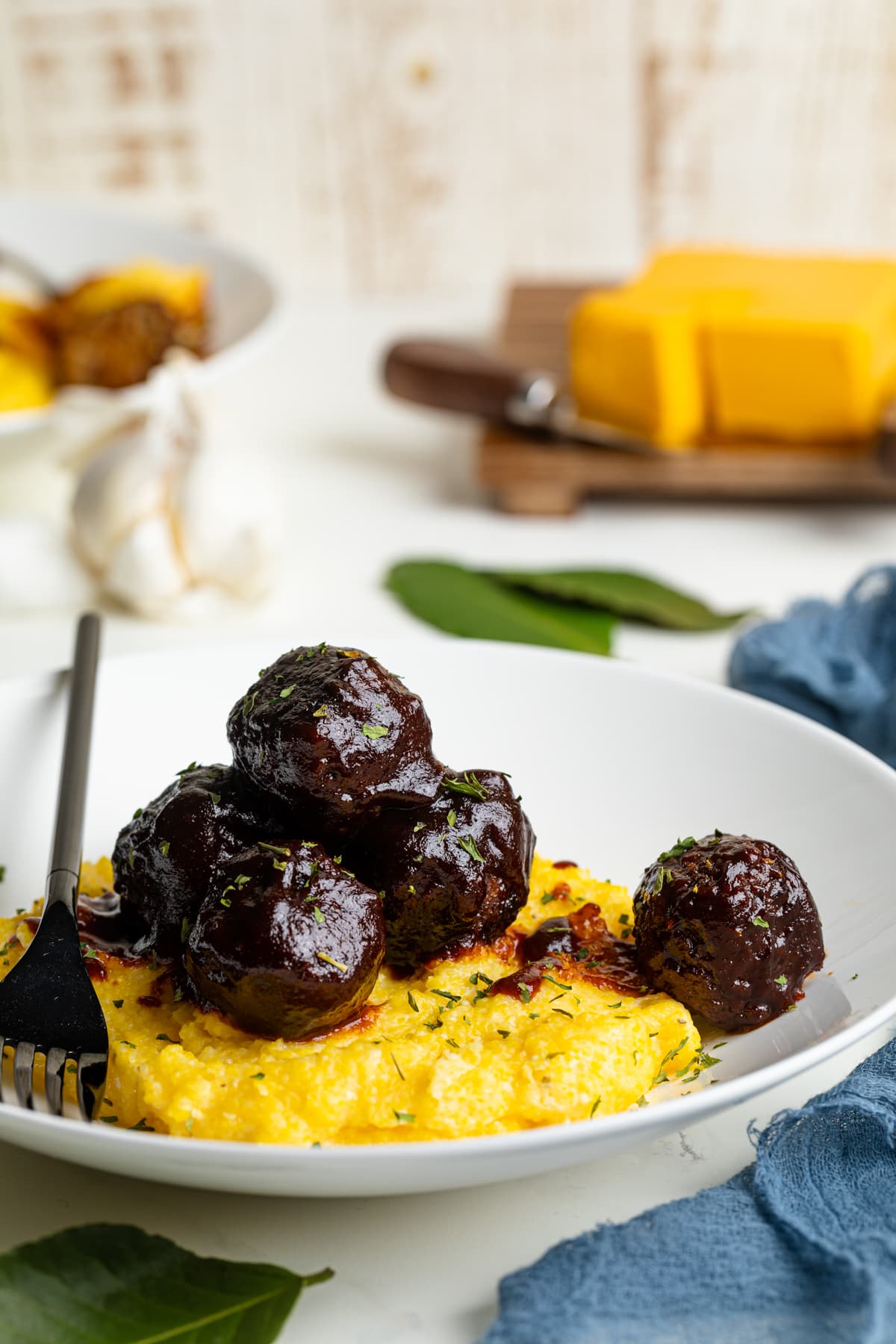 Vegan Chickpea + Quinoa 'Meatballs' + Polenta