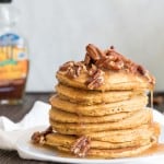 Healthy Pumpkin Quinoa Pancakes + Praline Syrup