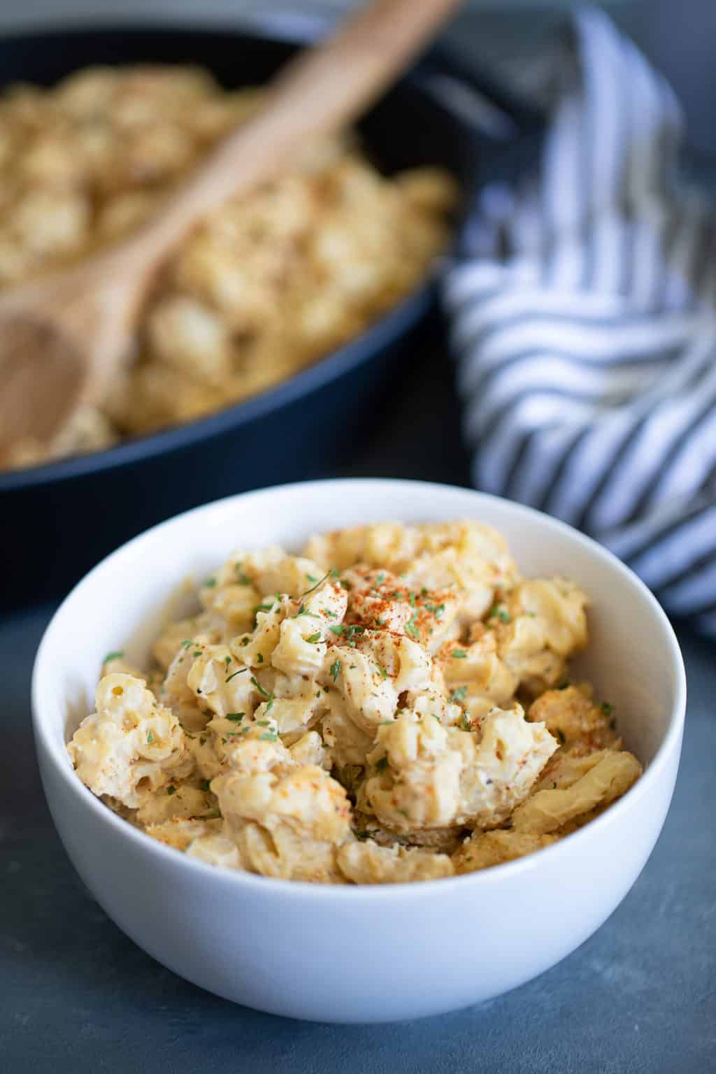 Bowl of Vegan Mac and Cheese.