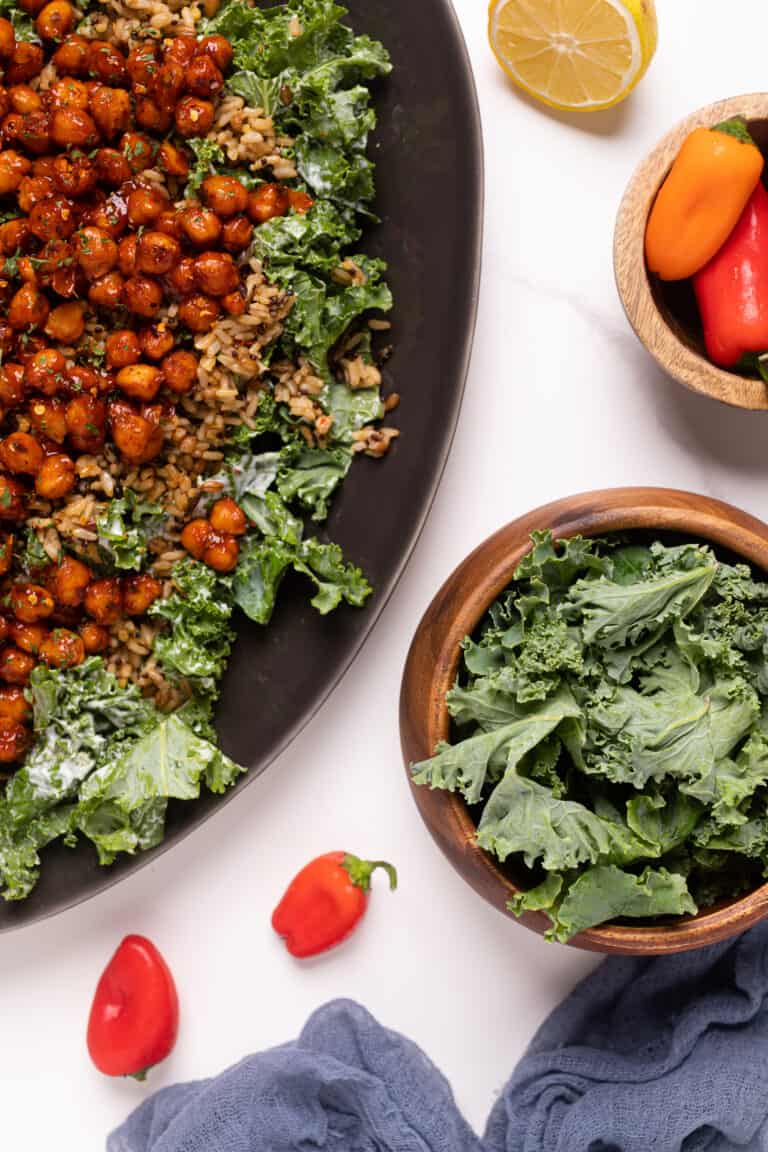 Healthy Loaded Kale Salad with Spicy Chickpeas - Orchids + Sweet Tea